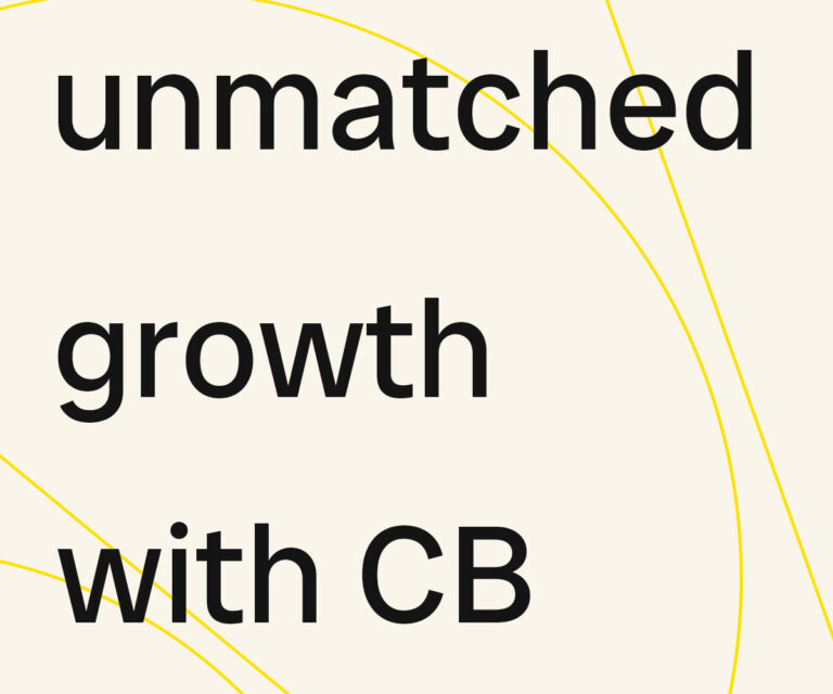News Posting Graphic with the heading: unmatched growth with CB
