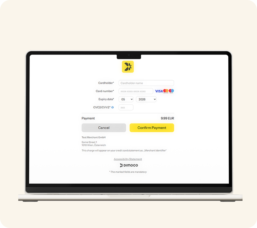 Desktop card payment checkout with Visa and Mastercard payment options.