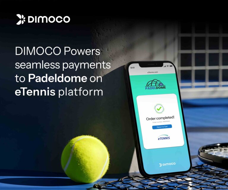 iPhone displaying a successful padeldome booking with payments powered by DIMOCO