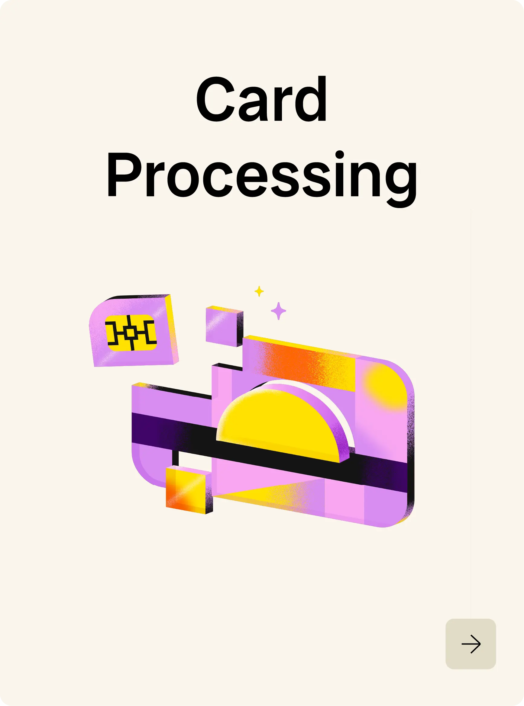 Card Processing Card including a Call-to-Action